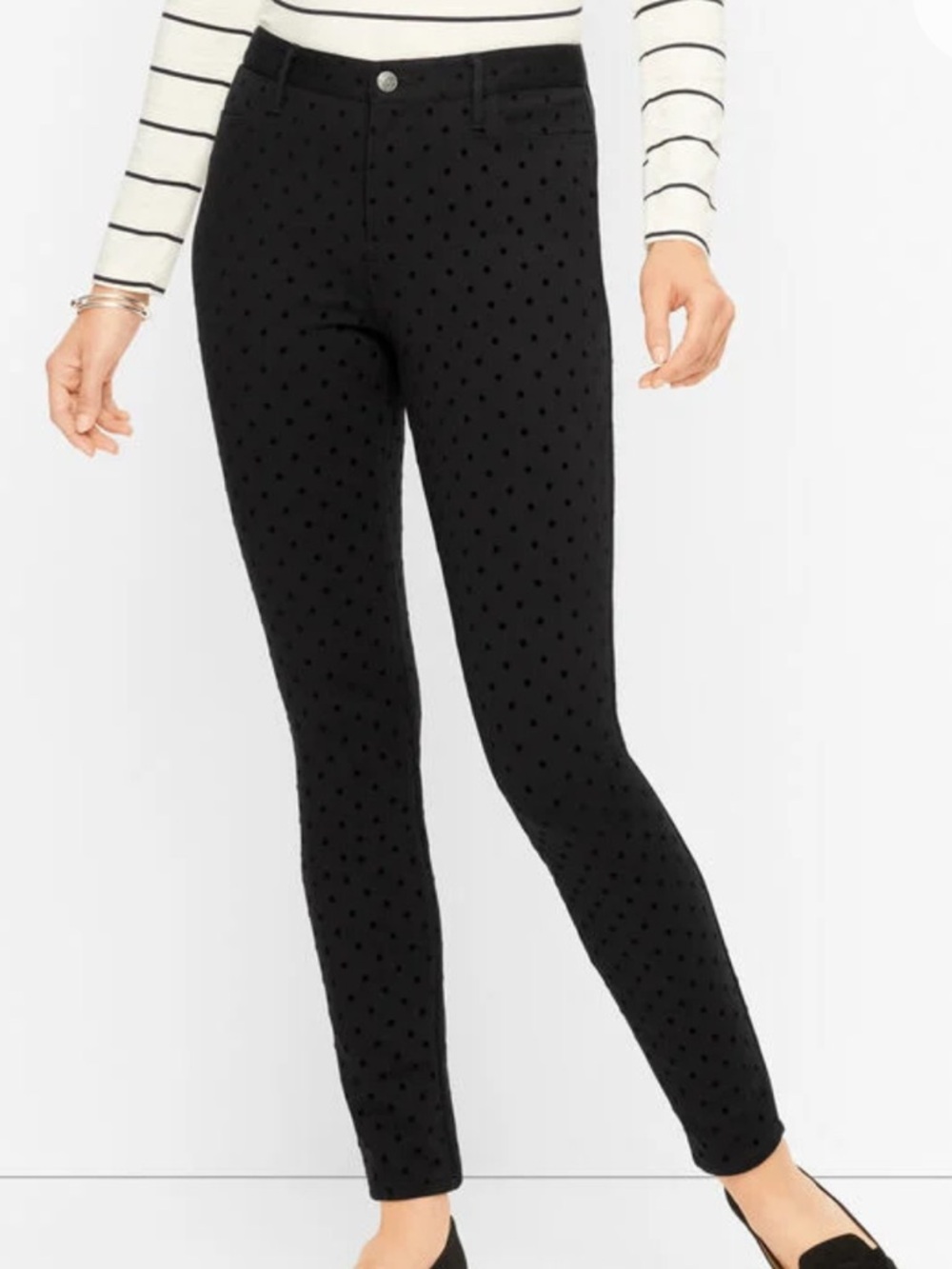 Talbots Soho 5-Pocket Flocked Dot Jeggings
